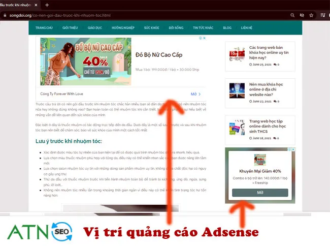 quang cao adsense song doi