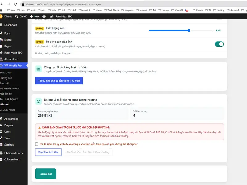 Chức năng nén ảnh thành định dạng .Webp tự động backup ảnh lại trước khi nén tránh lỗi để khôi phục khi cần